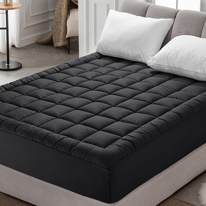 [Plush Quilted Cooling Pad] Cooling Mattress Topper Plush Quilted Pad with 8-21 Inch Deep Pockets, Overfilled with Breathable Polyester, Mattress Protector - Machine Washable 1200GSM
