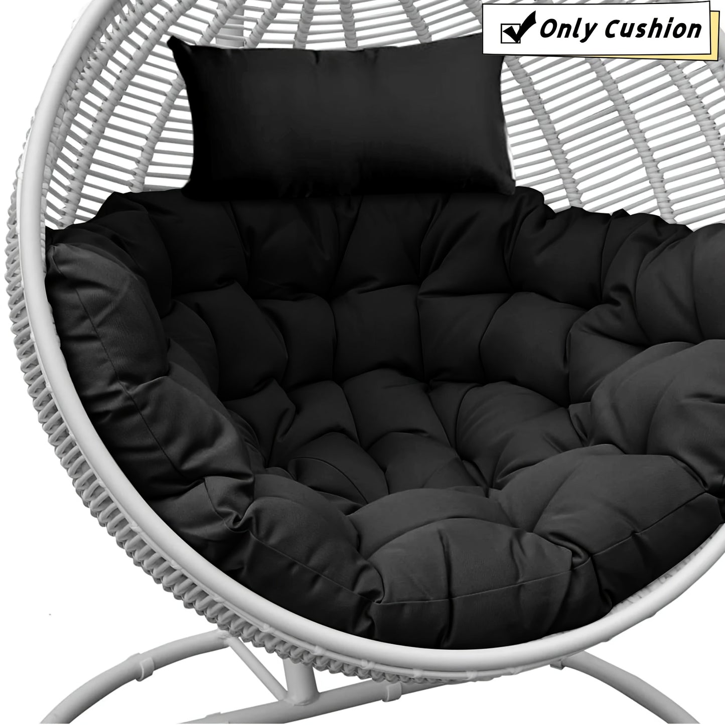 [Soft Egg Chair Cushion] Soft Thick Swing Egg Chair Pad Cushion | Hammock Replacement with Headrest for Indoor Outdoor Garden Patio (ONLY Cushion, WITHOUT CHAIR)