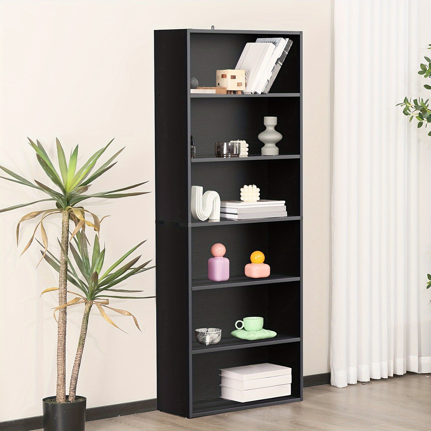 5/6-Tier Floor-Standing Bookshelf Organizer - Multi-Functional Open Shelf for Books, Decor & Cosmetics | Space-Saving Storage Unit for Home Office, Living Room & Bedroom | Modern Industrial Design