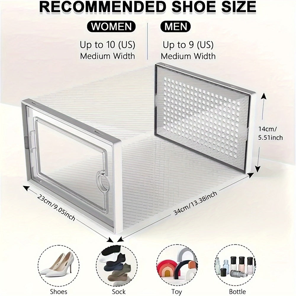 Transparent Shoe Boxes with Lid Stackable Foldable Clear Shoe Storage Organizer Set 6 12 24 Pcs Space Saving Plastic Shoe Containers for Closet Bedroom Entryway Dorm