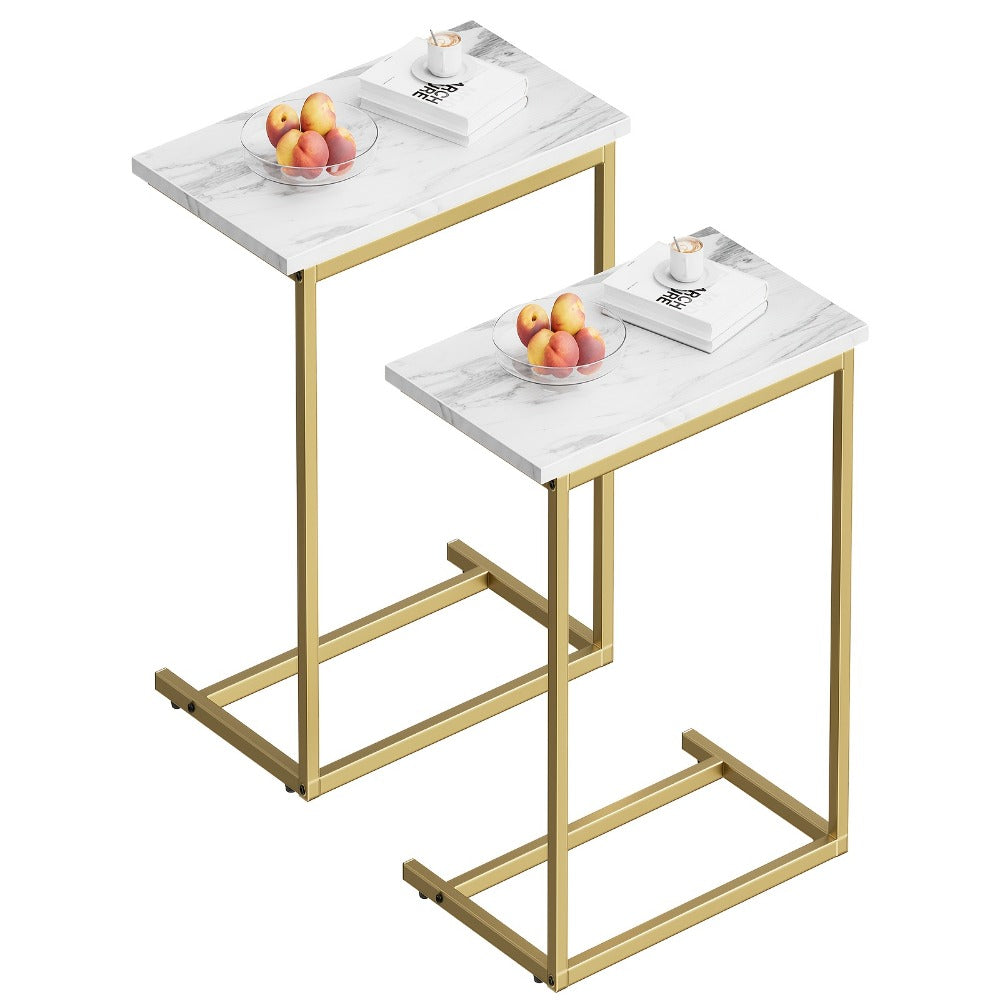 C-Shaped Sofa Side Table Movable Rolling End Table with Sturdy Metal Frame 50 Lb Capacity for Living Room Bedroom Office Couch Snack Laptop Tray