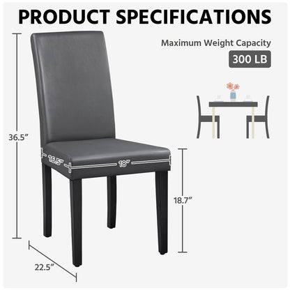 Costoffs Upholstered Dining Chairs Set of 2/4, Padded Leather Side Chairs with High Back & Rubberwood Legs, Modern Kitchen Chairs for Home, Kitchen & Restaurant, Black/White/Gray/Brown