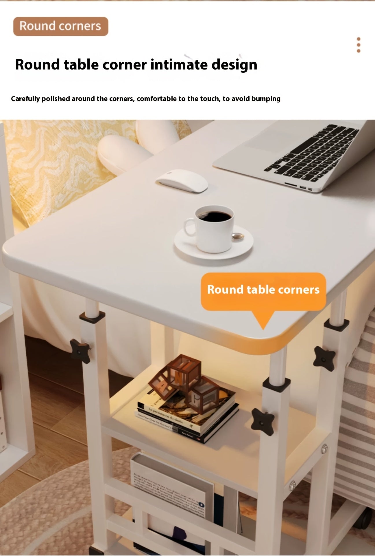 1 Movable Multifunctional Computer Desk, Home Bedroom Bedside Table Computer Desk, Bedroom, Living Room Dormitory, Lazy And Simple Student Writing Desk, Movable And Adjustable Height Laptop Desk, 360 Degree Rotating Wheels, Perfect Birthday Gift.