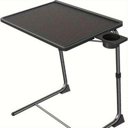 Adjustable Folding TV Tray Table with 6-Level Height & 3 Tilt Angles | Portable Sofa Side Table for Dining, Laptop, Bed, Living Room | Set of 2 or 1, Black