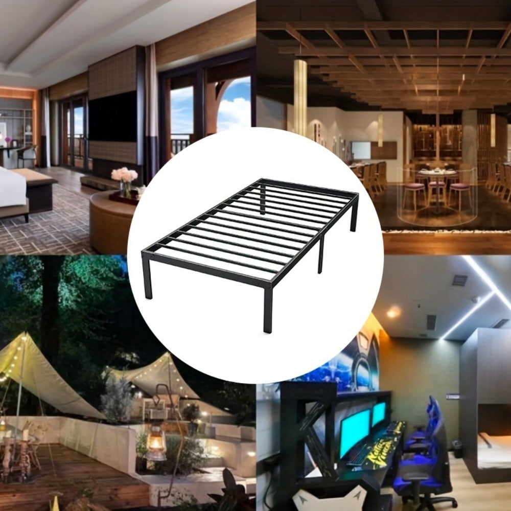 Metal Platform Bed Frame with Under Bed Storage 12 14 16 18 Inch Height Steel Slat Support No Box Spring Needed Twin Twin XL King Bedroom Furniture