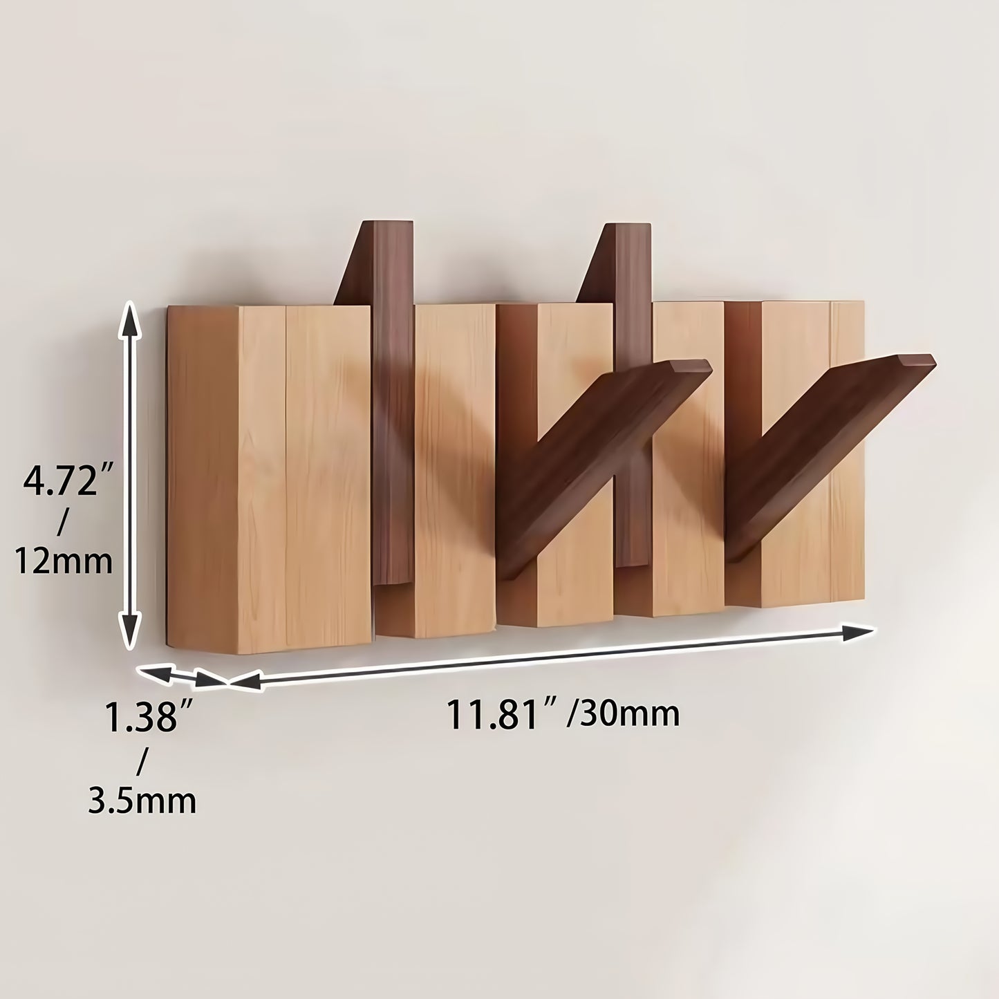 1pc Natural Wood Wall-Mounted Coat Rack with 10 Hooks - Piano-Shaped Accordion Design, Walnut Finish, Space-Saving Vertical Storage for Entryway, Bedroom, Bathroom - Easy Assembly, No Batteries/Electricity, Durable Multi-Purpose Organizer for Coats, Hats,