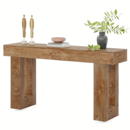 Farmhouse Console Table, 63-Inch Long Narrow Sofa Table Behind The Couch, Industrial Wooden Rectangular Entryway Table for Entrance, Hallway, Living Room (Natural)