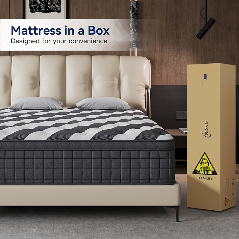 [Hybrid Mattress] 10/12 Inch Foam And Spring Hybrid Mattress, Medium Firm Feel, Provide Full, Queen, And King, Relieve Back Pain, Gel Memory Foam For Lumbar Support, Mattress In A Box
