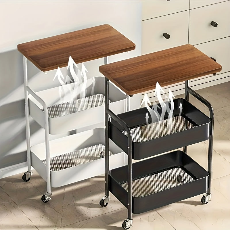 [Heavy-Duty Metal Cart] 3-Tier Heavy-Duty Metal Rolling Kitchen Cart With 3-Tier Shelves, Mobile Storage Cart Suitable For Small Spaces, Assembly, Space-Saving For Pantry, Apartment, - Sturdy Multi- Cart