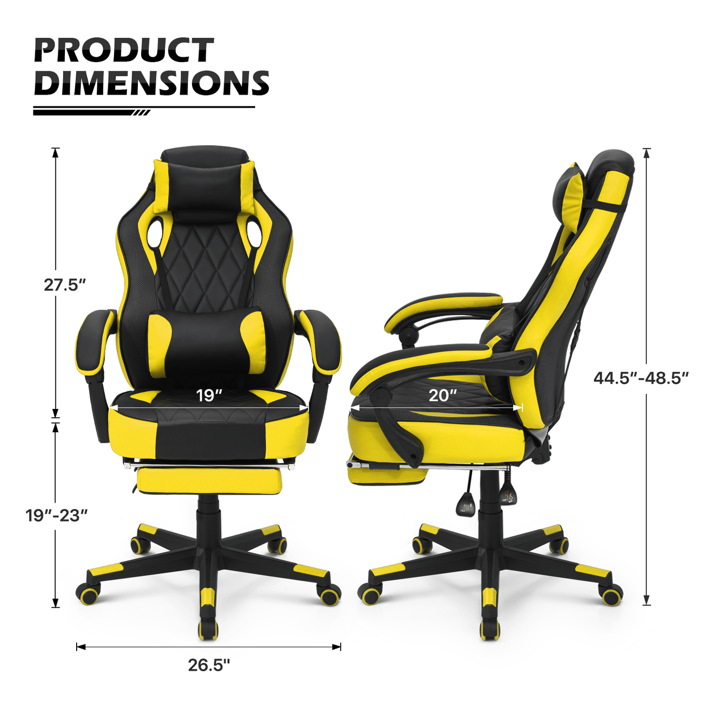 Ergonomic Gaming Chair with Retractable Footrest & Detachable Lumbar Support 360 Degree Swivel Racing Style PU Leather Computer Gaming Chair with Headrest for Home Bedroom Office
