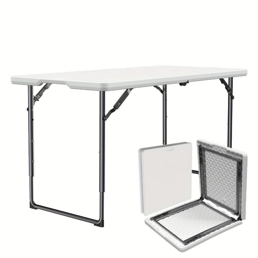 Folding Table with Metal Legs Sturdy Plastic Tabletop Easy Clean for Camping Outdoor Events Family Meals Indoor 2.5FT 4FT 5FT 6FT Black White Pink Khaki