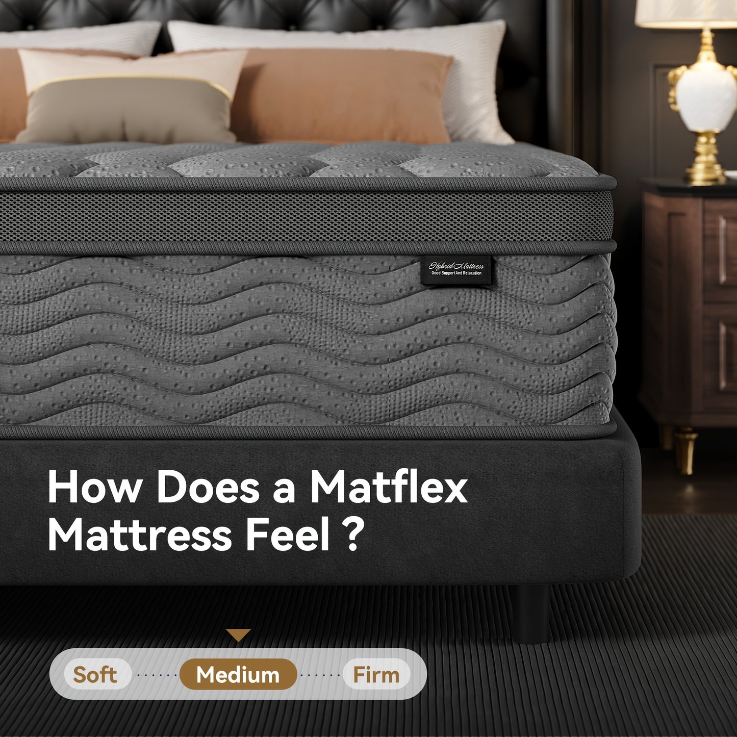 [Hybrid Mattress] 8/10/12 Inch Mattress In Twin, Full, Queen, And King Sizes - Ergonomically Designed, Medium Firm Hybrid Mattress, Offering Luxurious Comfort With Pocket Springs, Grey Quilted Cover, Bed Mattresses