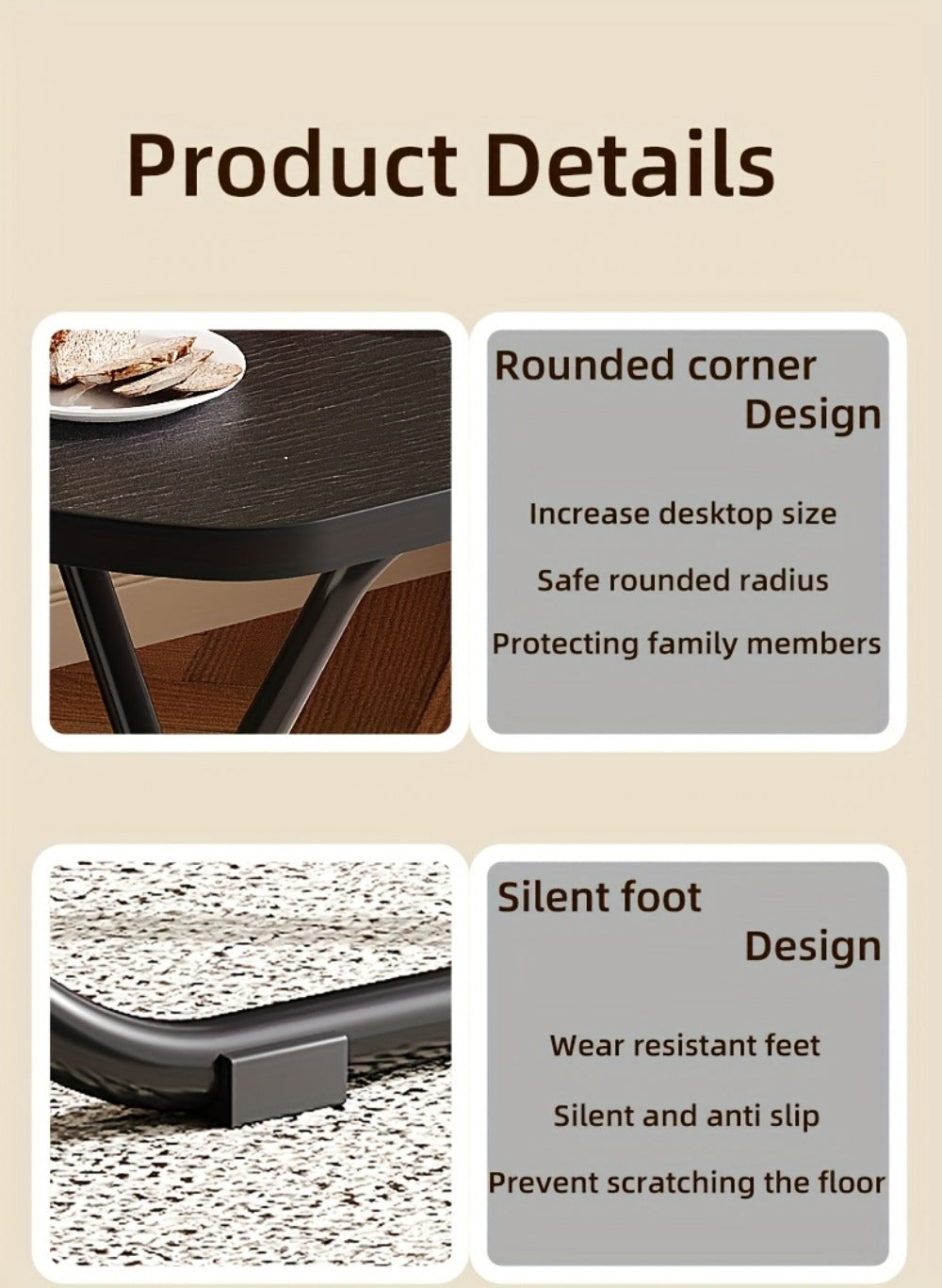 Foldable TV Tray Table, No Assembly Required Lap Desk for Eating on Sofa Bed & Living Room, Portable Snack Dinner Tray Table for Adults – Black & White, Normal & Large Size
