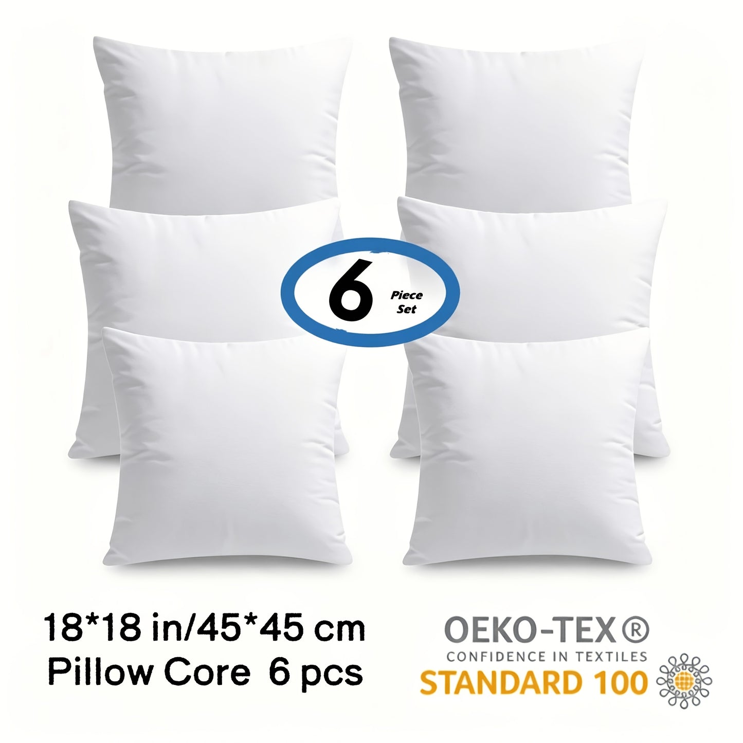 [Outdoor Patio Pillows] Set Of 4/6 Outdoor Patio Throw Pillow Inserts, 16*16, 18*18, 20*20in Square Decorative Pillow Forms, Hypoallergenic Microfiber Fill, Weather Resistant, OEKO- For Garden, Porch, Backyard Furniture