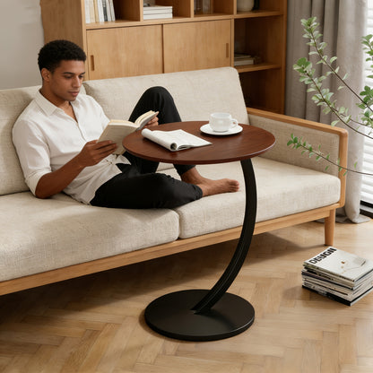 Modern Luxury Wrought Iron and Wood Hybrid Side Table with White Marble-patterned Top - Space-saving Sofa/bedside Coffee Table with Storage Shelf, Black Metal Frame and MDF Base, Compact Portable Design, Easy Assembly Suitable for Small Spaces