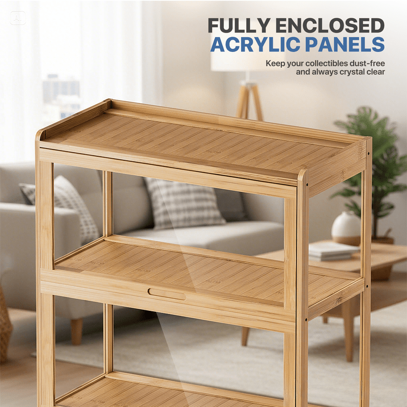 Display Cabinet with Acrylic Doors, 5-Tier Curio Cabinet for Collectibles, Display Case Showcase for Living Room, Office, 27.5" (L) x 13.5" (W) x 67.5" (H)