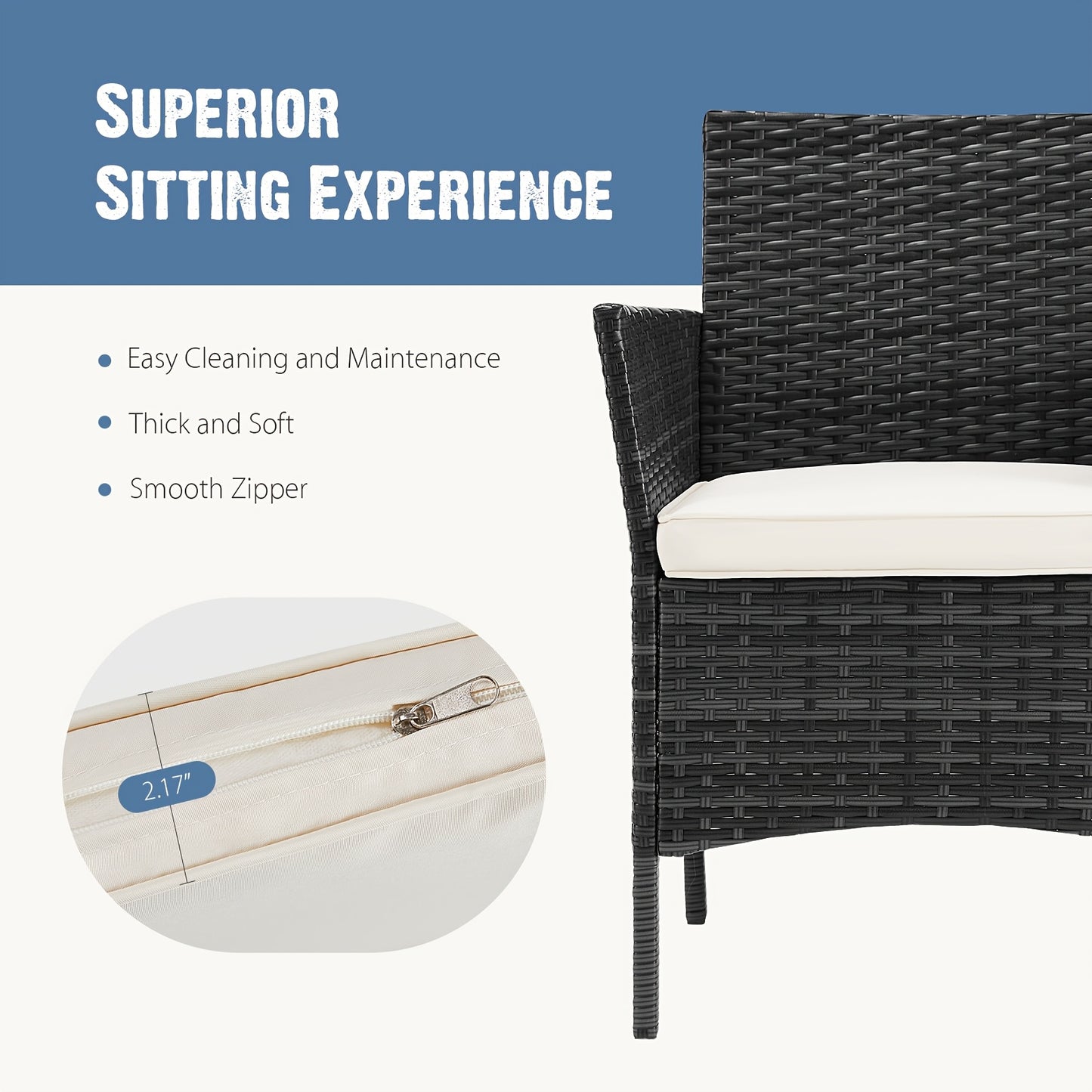 [Outdoor Garden Sets] Patio Porch Furniture Sets 3pcs PE Rattan Wicker Chairs With Table Outdoor Garden Furniture Sets