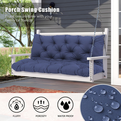 Porch Swing Cushions Waterproof All-Weather Fade-Resistant 60 Inch X 40 Thick 5'' Patio Chair Cushions with Ties for Backyard 2-3 Seater Replacement with Backrest Ergonomic Lumbar Support