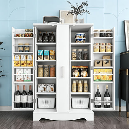 Kitchen Pantry Cabinet 47 Inch with Drawer Adjustable Shelves Buffet Sideboard Cupboard Storage Cabinet for Kitchen Living Room White Black Brown Grey