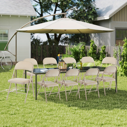 PU Leather Folding Chairs with Padded Seats & Steel Frame, Portable Stackable Chairs for Events Weddings Dining Home Office Church, 2 4 8 10 12 20 Packs Available in Khaki Black Grey
