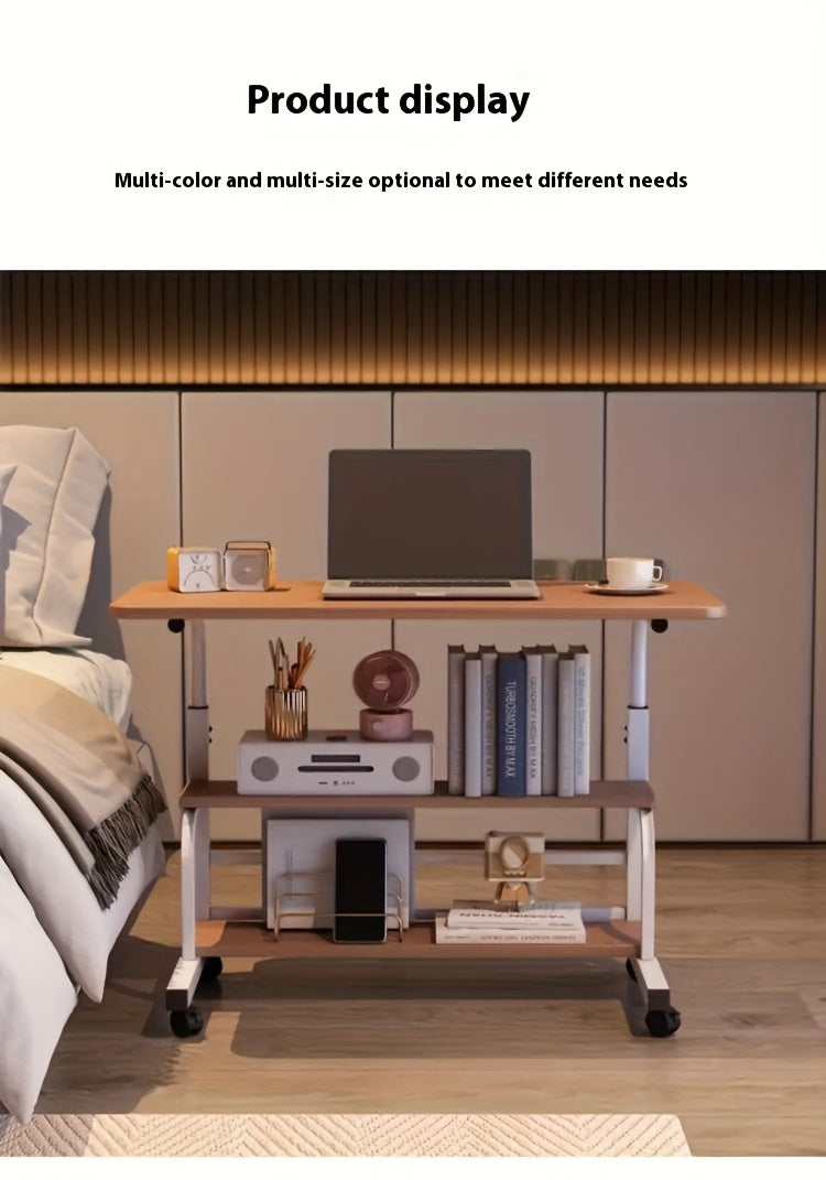 Adjustable Height Mobile Computer Desk; Double-layer Storage Multi-functional Table; Student Home Learning Game Table; Portable Bedside Sofa Office Desk; Su For Bedroom, Apartment, Living Room; Coffee Table Computer Desk; Space-saving Design Random