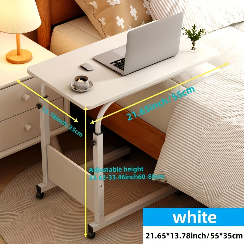 1 Movable Multifunctional Computer Desk, Home Bedroom Bedside Table Computer Desk, Bedroom, Living Room Dormitory, Lazy And Simple Student Writing Desk, Movable And Adjustable Height Laptop Desk, 360 Degree Rotating Wheels, Perfect Birthday Gift.
