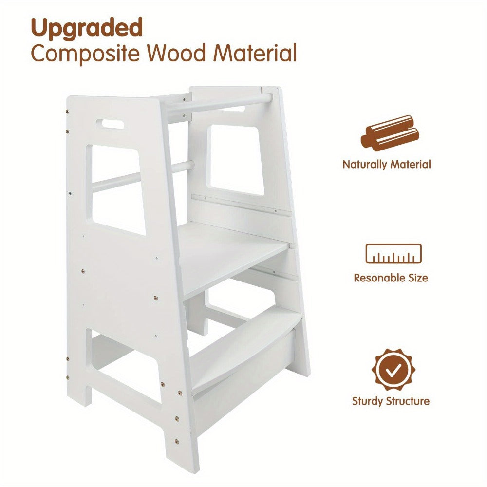 Toddler Kitchen Helper Tower Standing Stool for Kitchen Counter Learning Step Stool for Toddlers Safe Sturdy Helper Standing Tower Random Color Wood Color