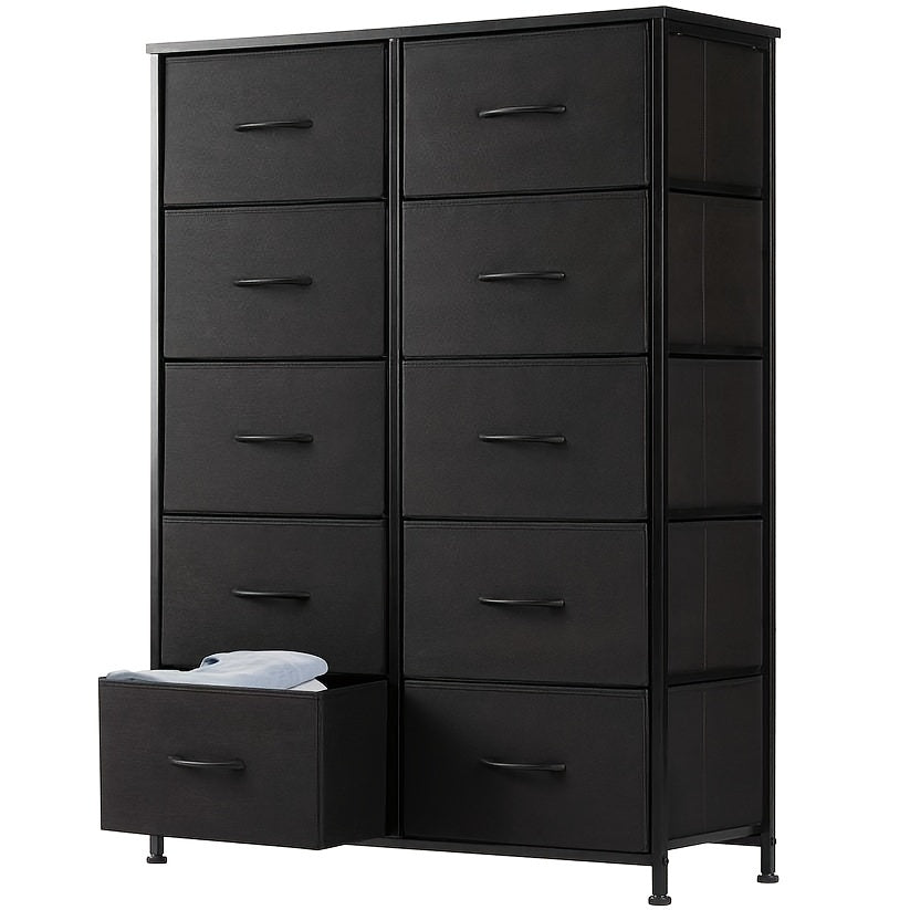 10 Drawer Storage Cabinet And 2-drawer Bedside Table, Single Item And Combination, Sturdy Wooden Top And Metal Frame, Sturdy And Durable, Suitable for Home Storage And Office Storage
