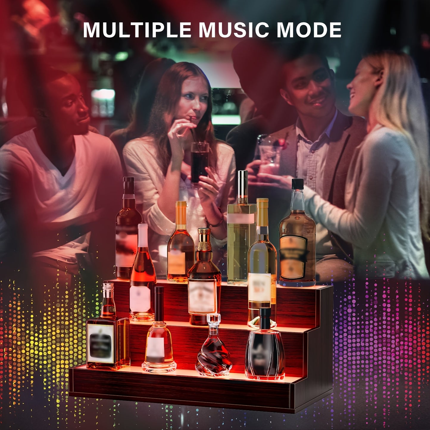 Cubehom Illuminated Liquor Shelves, 24-Inch Bar Bottle Display Unit