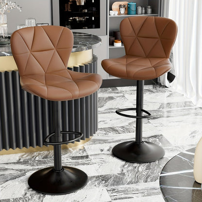 Swivel Bar Stools Set of 1/2/3/4, Adjustable Height Faux Leather Upholstered Counter Stools with Back & Thickened Cushion, Modern Island Barstools for Kitchen, Restaurant & Home Bar – Black White Gray Khaki