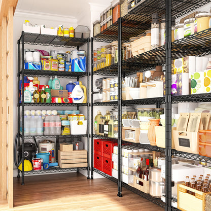 5 Tier 1000LBS Wire Shelving, 1000LBS Metal Shelves Adjustable Storage Shelves Metal Shelving Unit for Storage Wire Rack Shelving Garage Shelf Closet Shelves Pantry Shelf, 60 "H X 13.58" D X 21.45 "W