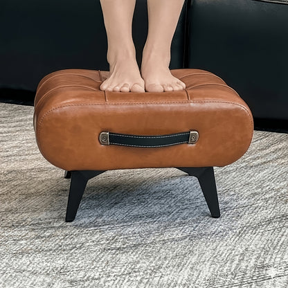 1pc Stylish & Versatile High Quality Oil Wax Leather Low Stools, Footstools, Leather Padded Footstools - for Sofa End, Shoe Changing Stools for Living Rooms, Corridors, Foyers, Entrance, Bedroom, Home Decor Furniture, Furniture for Home