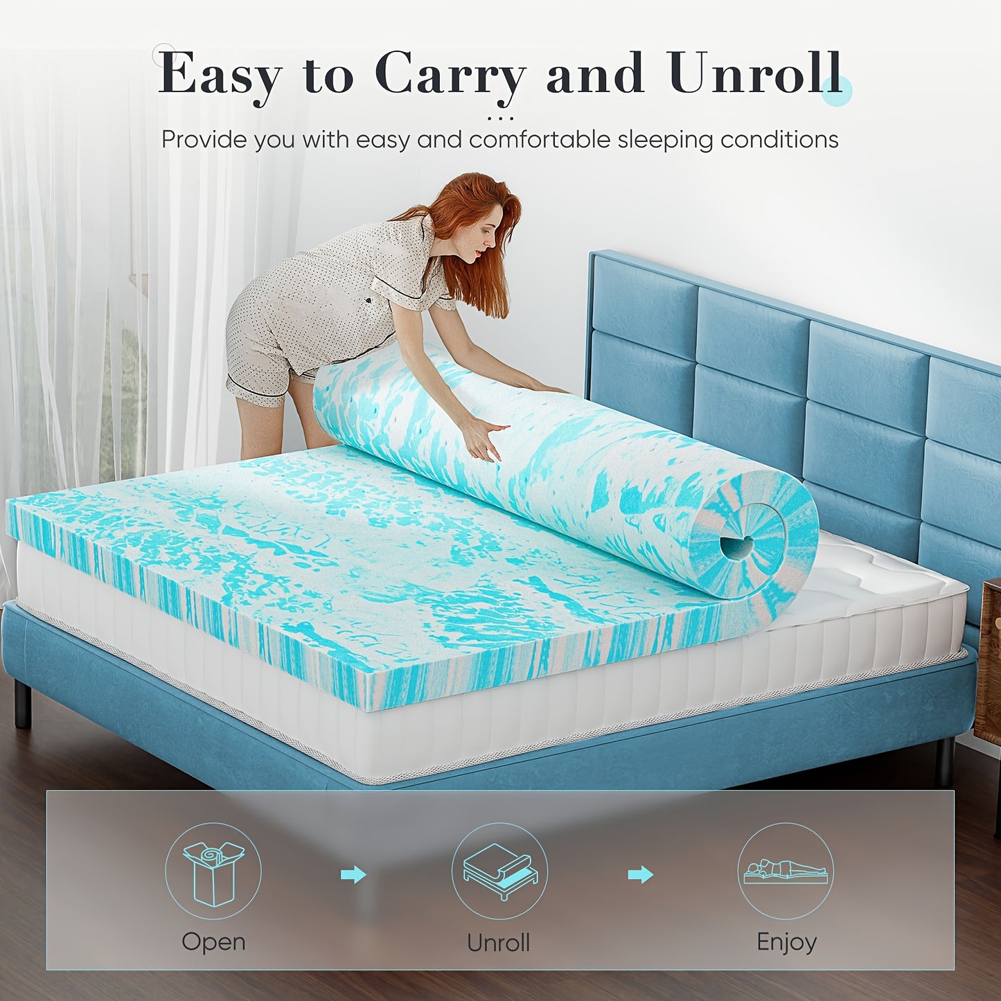 Basic 2/3/4 Inch And Upgraded 5zone 2/3/4 Inch Mattress Topper Comfort Bed Topper Cooling Mattress Pad Gel Premium Memory Foam Mattress, CertiPUR-US