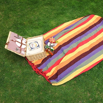 Striped Cotton Hammock Featuring a Storage Bag And Wider Straps, Perfect for Both And Outdoor Use, Essential for Camping in The Yard! Made from Comfortable And Breathable Cotton Fabric, It Has a Safer Anti-Roll Design, Strong Load Capacity