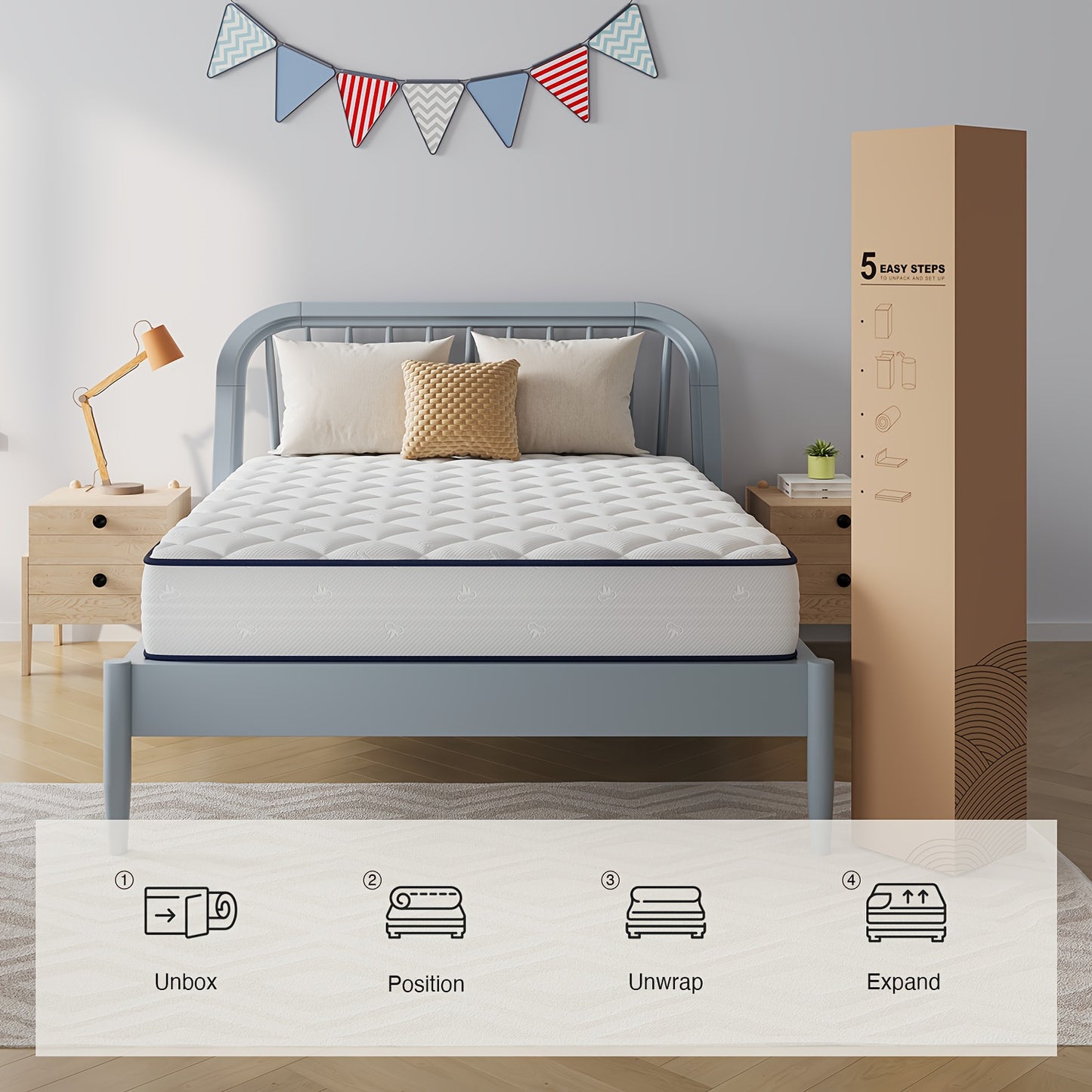 Novilla 6" 8" Hybrid Spring Foam Mattress Packaged in a Box, Featuring Medium Softness, Breathable Material, And Adaptive Support