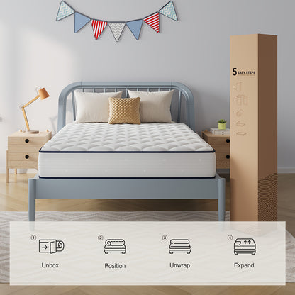 Novilla 6" 8" Hybrid Spring Foam Mattress Packaged in a Box, Featuring Medium Softness, Breathable Material, And Adaptive Support