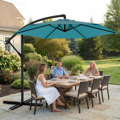 10 Ft Cantilever Patio Umbrella Offset Outdoor Umbrella with Adjustable Tilt Crank 8-Rib Wind Resistant UV Protection for Pool Deck Backyard Garden 16 Colors