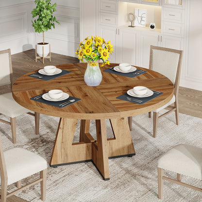 47 Inch Farmhouse Dining Table, Rustic Round Dinner Table for 4, Ideal for Home Dining Room And Living Room, Offering A Countrified Touch to Your Decor