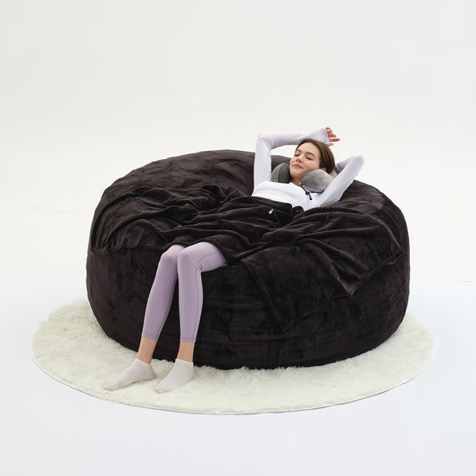 Beanbag Sofa Chair Set, Contains Bean Bag Chair, U-Shape Pillow, Blanket, And 6FT Carpet. Large Round Soft Removable Machine Washable Beanbag Sofa, with Filling, 50 Lb Memory Sponge Filled Living Room Bedroom Gamingroom Sofa Bed Relaxation
