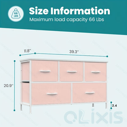 5-Drawer Fabric Dresser with Storage Drawers and Multiple Color Options detail image - detail view 4
