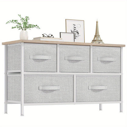 5-Drawer Fabric Dresser with Storage Drawers and Multiple Color Options detail image - detail view 6