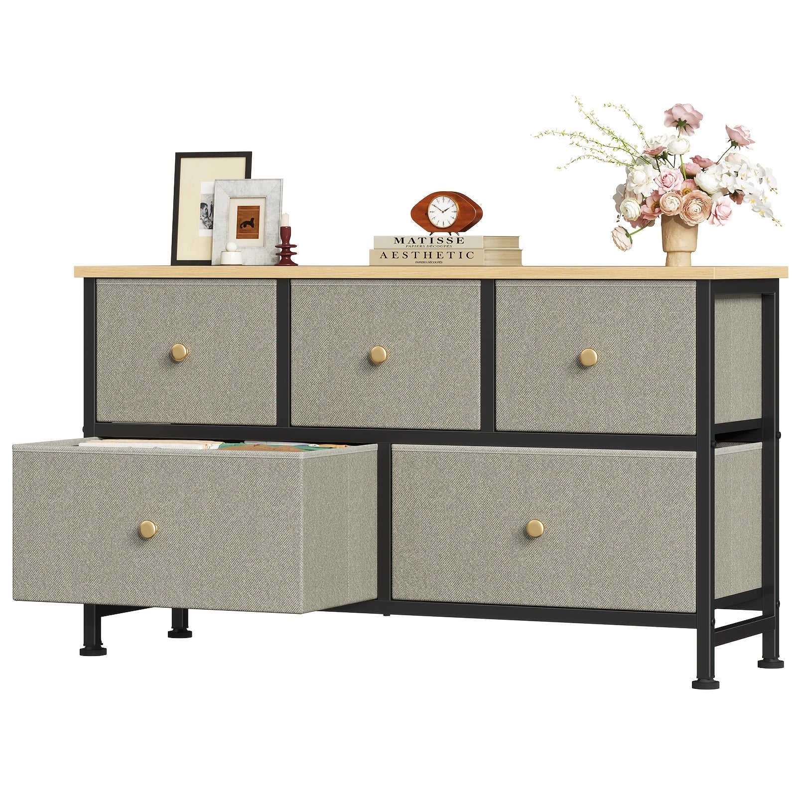 Dresser shown in the Dark Green - 5 Drawer option