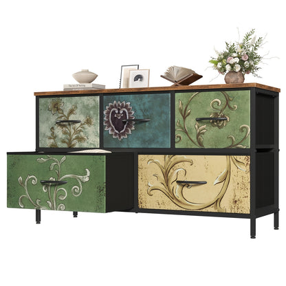 Dresser shown in the Flower - 5 Drawer option