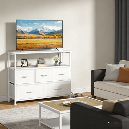 5-Drawer TV Stand with Charging Station for Practical Everyday Home Use in Living Room detail image - detail view 14