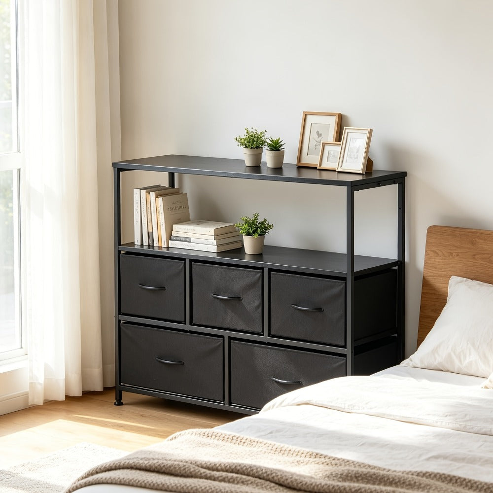 5-Drawer TV Stand with Charging Station for Practical Everyday Home Use in Living Room detail image - detail view 5