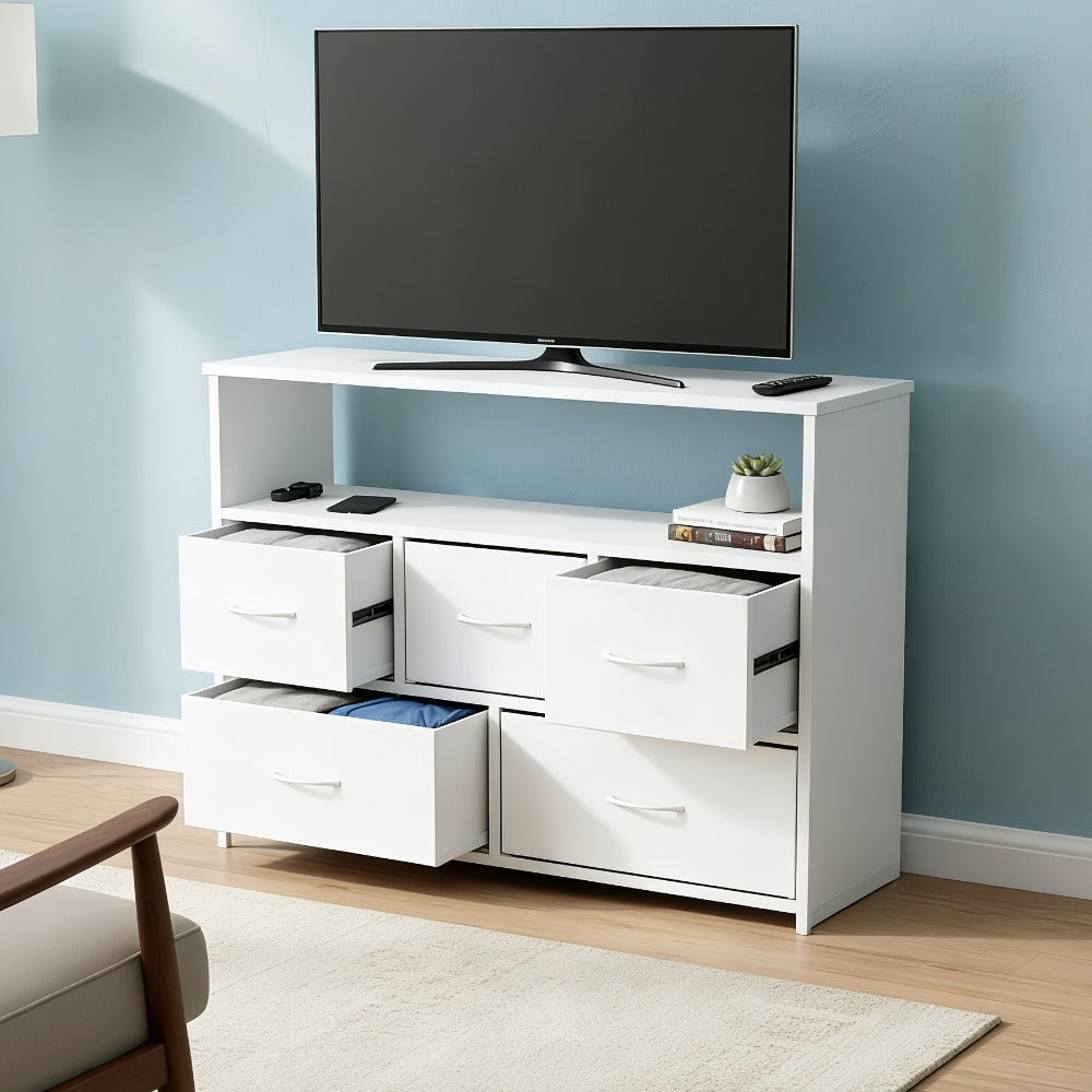 5-Drawer TV Stand with Charging Station for Practical Everyday Home Use in Living Room detail image - detail view 9