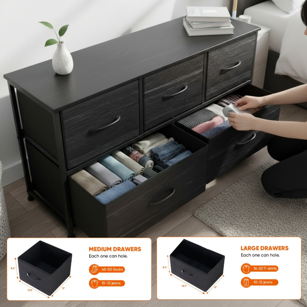5-Drawer Wide Dresser, Clothing Storage Organizer for Organized Everyday Storage detail image - detail view 6