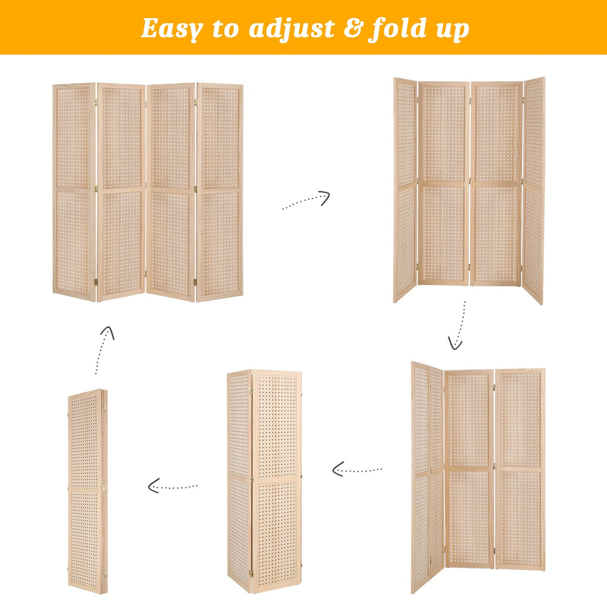5-Foot Freestanding Room Divider with Added Privacy for Privacy and Space Definition detail image - detail view 3