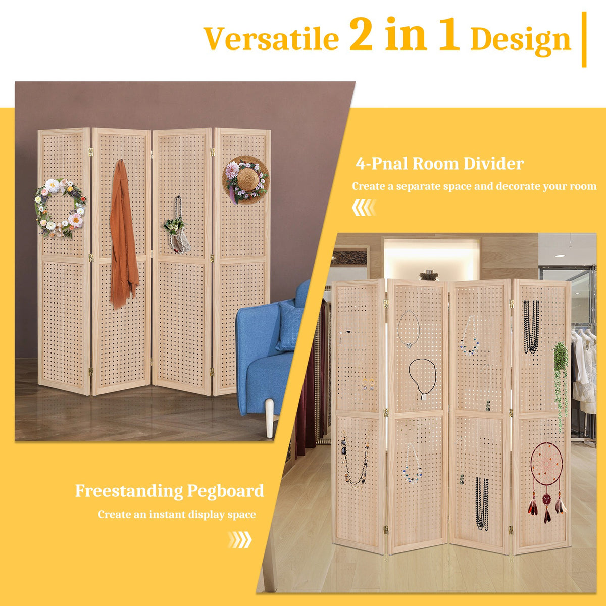 5-Foot Freestanding Room Divider with Added Privacy for Privacy and Space Definition detail image - detail view 7