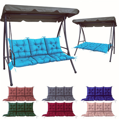 Outdoor Swing Cushion shown in the Upgraded version of high sun exposure lake blue option